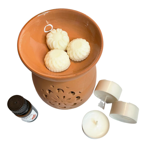 Terracotta Burner & Melter - floral pattern